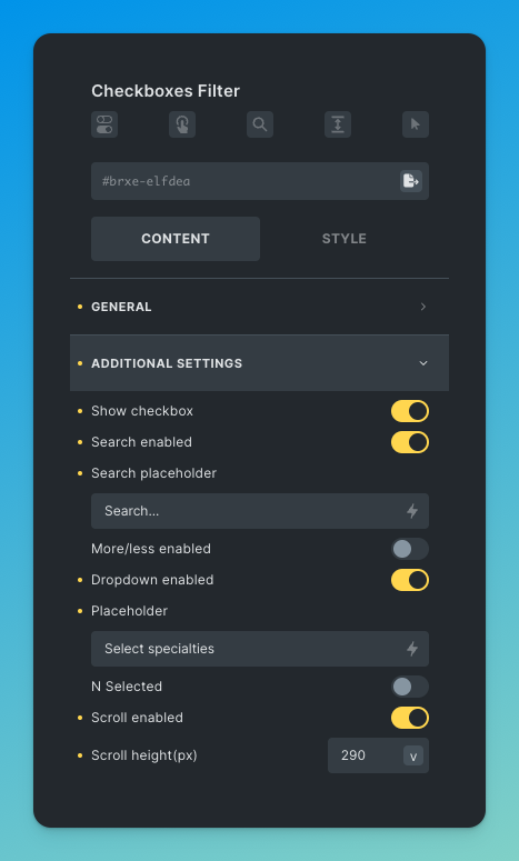 JetEngine checkbox filter additional settings